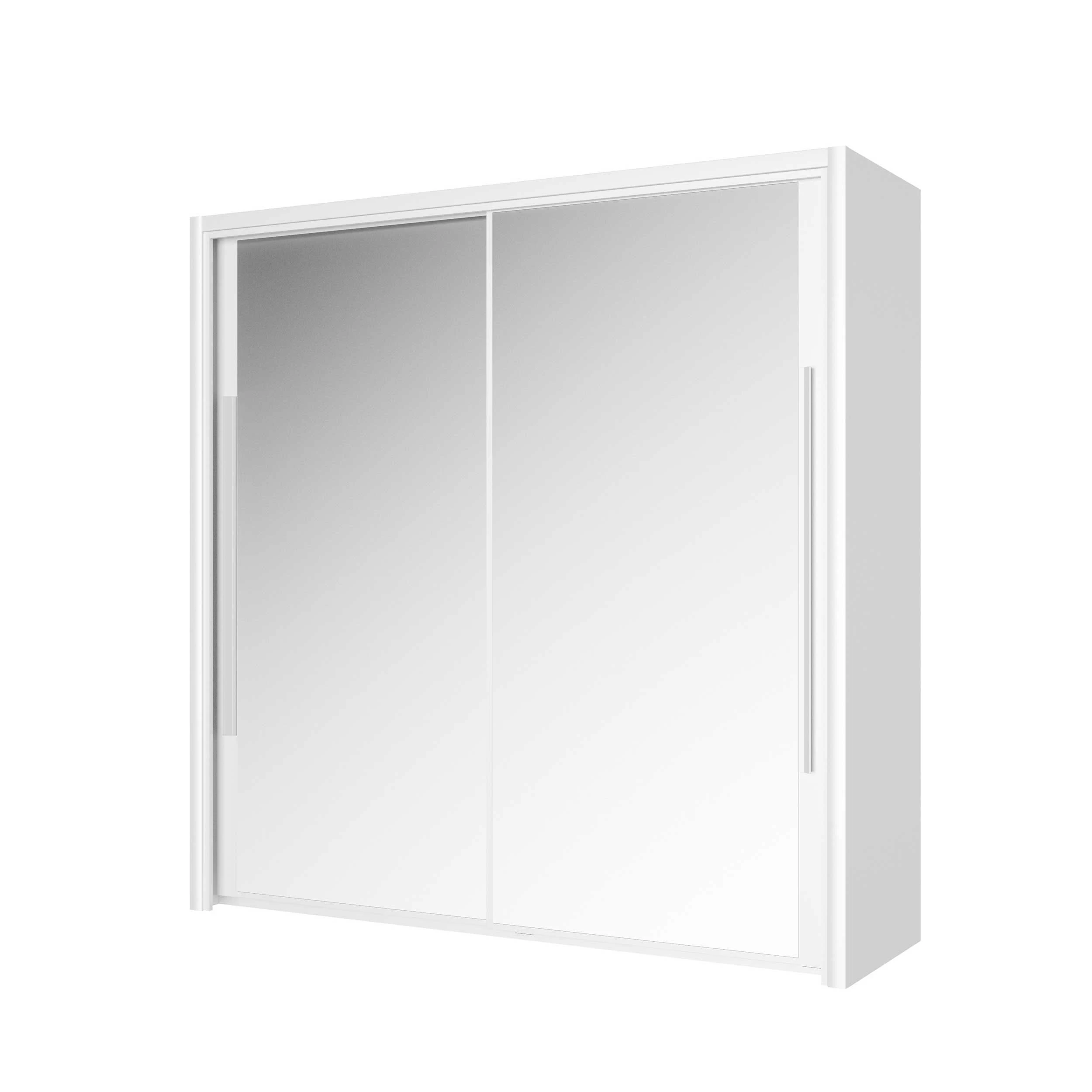 Kledingkast Cody 199cm Met 2 Schuifdeuren & Spiegel - Wit 8 Kledingkast Cody 199cm Met 2 Schuifdeuren & Spiegel - Wit - Afbeelding 6