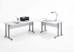 FMD Hoekbureau Gabi 120x160 - Hoogglans Wit -Collectie Slaapkamermeubels Calvia 104 Brillant Wei dc7c