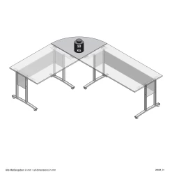 FMD Hoekbureau Gabi 120x120 - Hoogglans Wit -Collectie Slaapkamermeubels Calvia 3 3D 3 2562