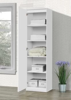 Kledingkast Darcis 1 Deur & 52cm Diep - Wit -Collectie Slaapkamermeubels DAKAR TR WR1D 52D WH OPEN HR 1 380d