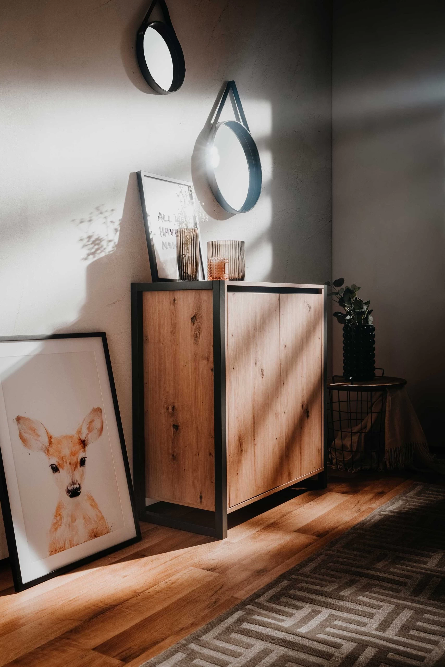 Commode Damon 80cm 2 Deuren - Eik/antraciet 11 Commode Damon 80cm 2 Deuren - Eik/antraciet - Afbeelding 9