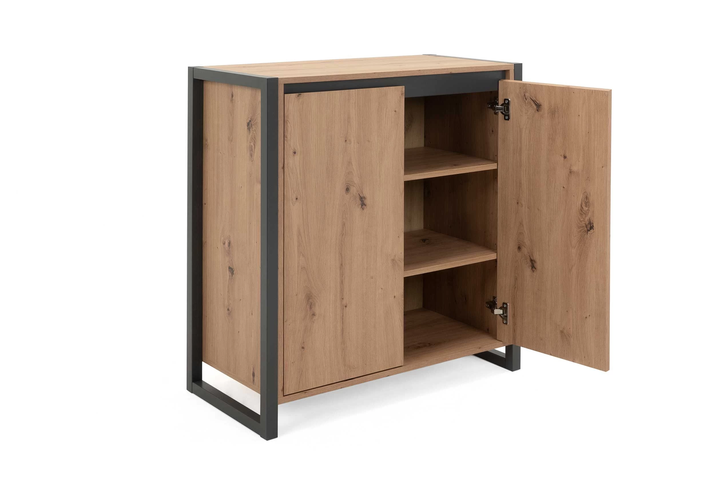 Commode Damon 80cm 2 Deuren - Eik/antraciet 7 Commode Damon 80cm 2 Deuren - Eik/antraciet - Afbeelding 5