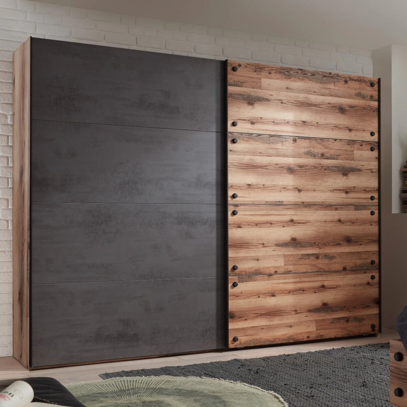 Kledingkast Kalas 270cm Met 2 Schuifdeuren - Grijs/bruin 3 Kledingkast Kalas 270cm Met 2 Schuifdeuren - Grijs/bruin