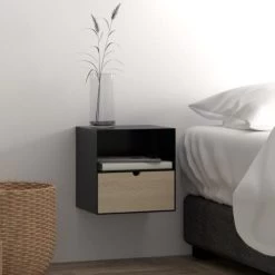 Zwevend Nachtkastje Jolie 1 Lade - Zwart/beige