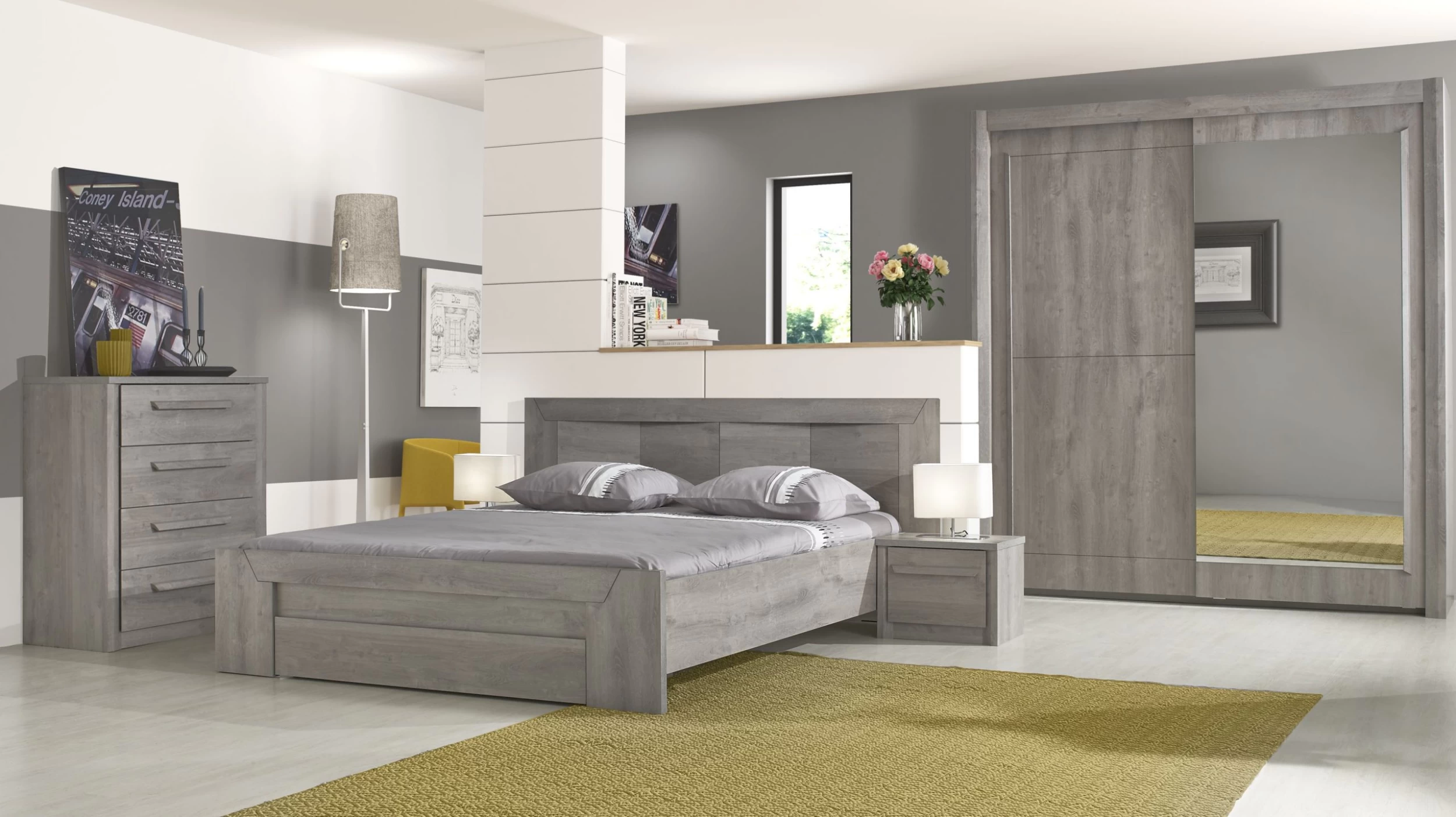 Nachtkastje Hayden L 48 Cm 1 Lade - Lichtgrijze Eik 6 Nachtkastje Hayden L 48 Cm 1 Lade - Lichtgrijze Eik - Afbeelding 4