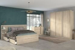 Tweepersoonsbed Tokio 140x190cm-eikdecor/wit 19 Tweepersoonsbed Tokio 140x190cm-eikdecor/wit -Collectie Slaapkamermeubels ESCALE 3580 L140 TIRO COPT AR3P 3ceb