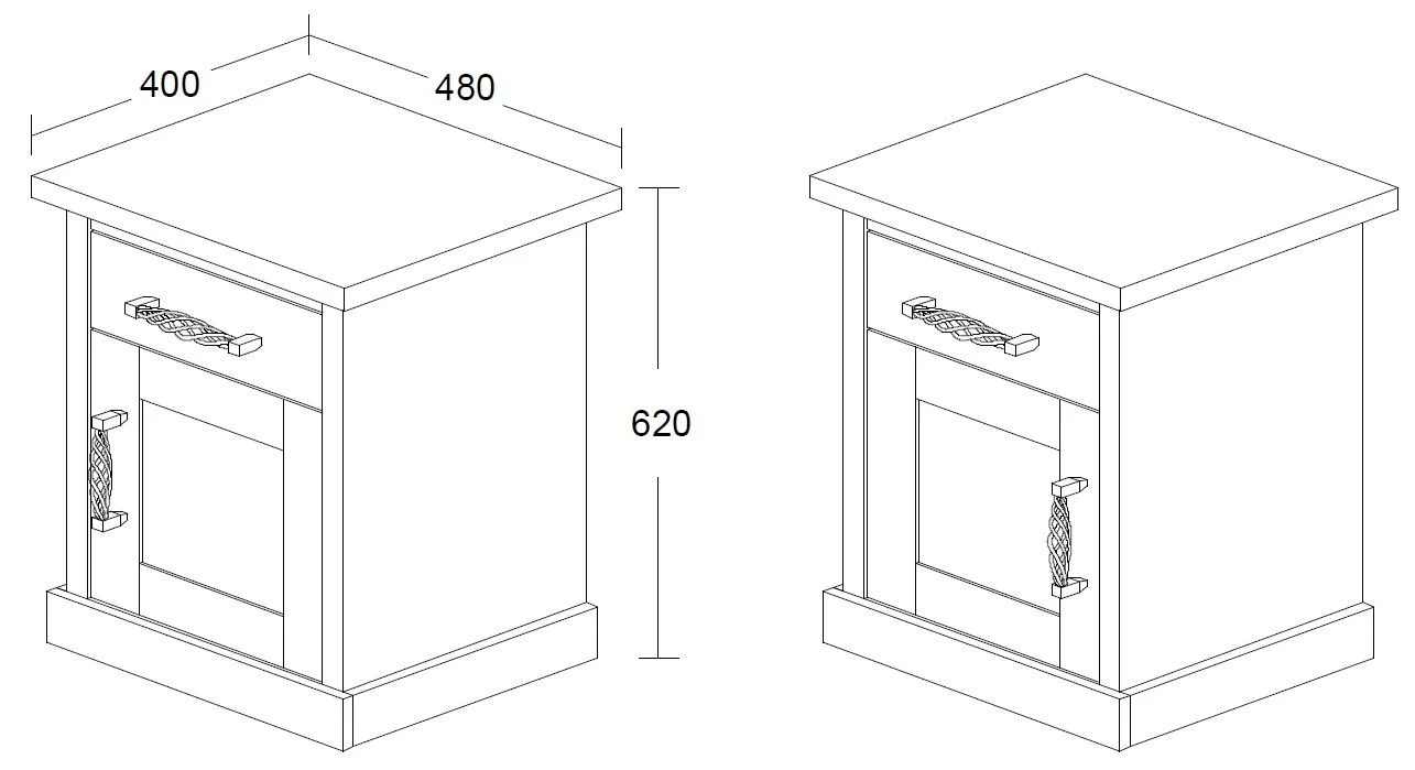Nachtkastje Emily Landelijk - Grijs 4 Nachtkastje Emily Landelijk - Grijs - Afbeelding 2