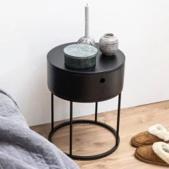 Nachtkastje Paolo ø40cm - Zwart