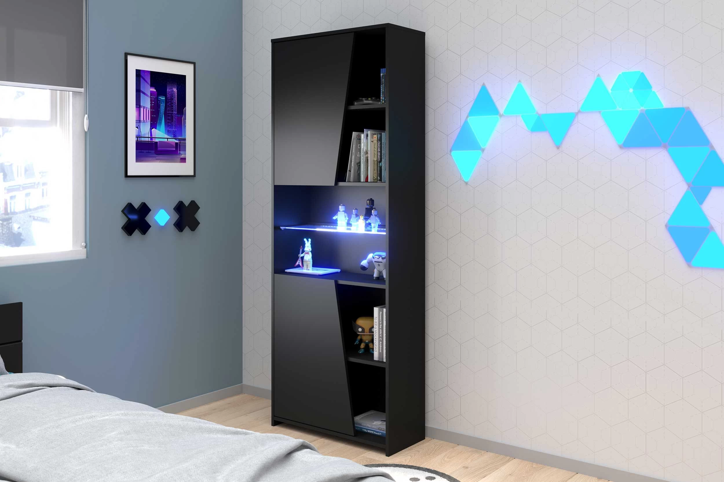 Gaming Boekenkast 67cm Met Ledstrip - Zwart 14 Gaming Boekenkast 67cm Met Ledstrip - Zwart - Afbeelding 12