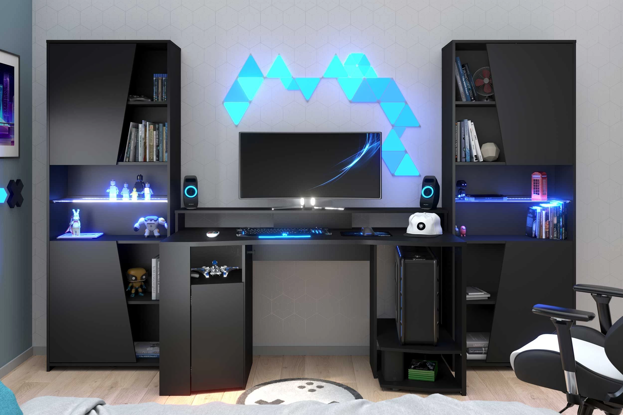 Gaming Boekenkast 67cm Met Ledstrip - Zwart 16 Gaming Boekenkast 67cm Met Ledstrip - Zwart - Afbeelding 14