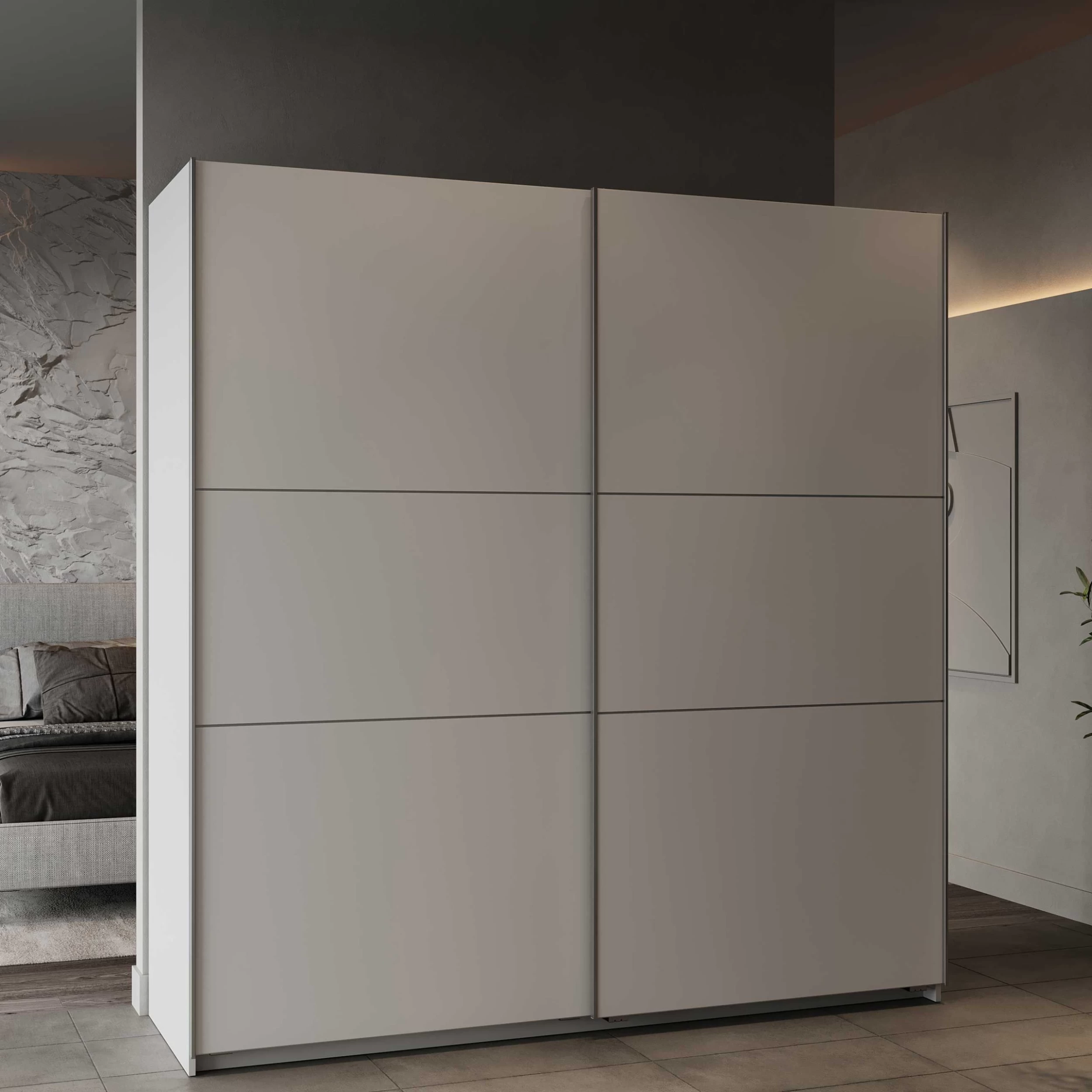 Garderobekast Spectre 195cm Met Schuifdeuren - Mat Wit 3 Garderobekast Spectre 195cm Met Schuifdeuren - Mat Wit