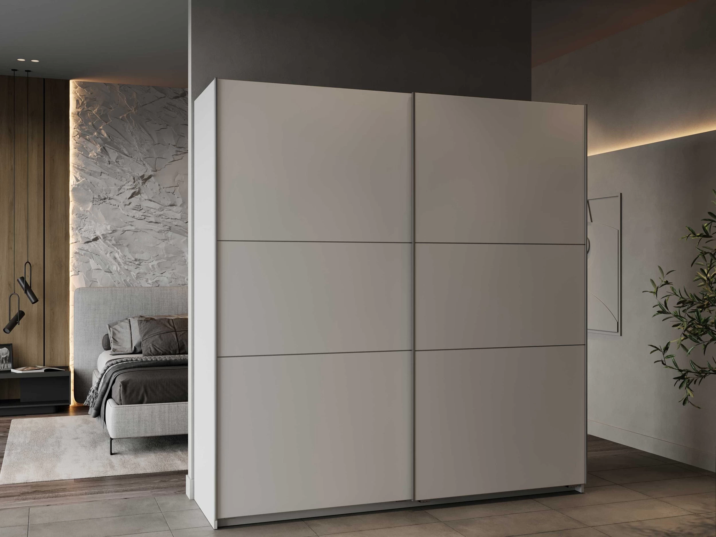 Garderobekast Spectre 195cm Met Schuifdeuren - Mat Wit 9 Garderobekast Spectre 195cm Met Schuifdeuren - Mat Wit - Afbeelding 7