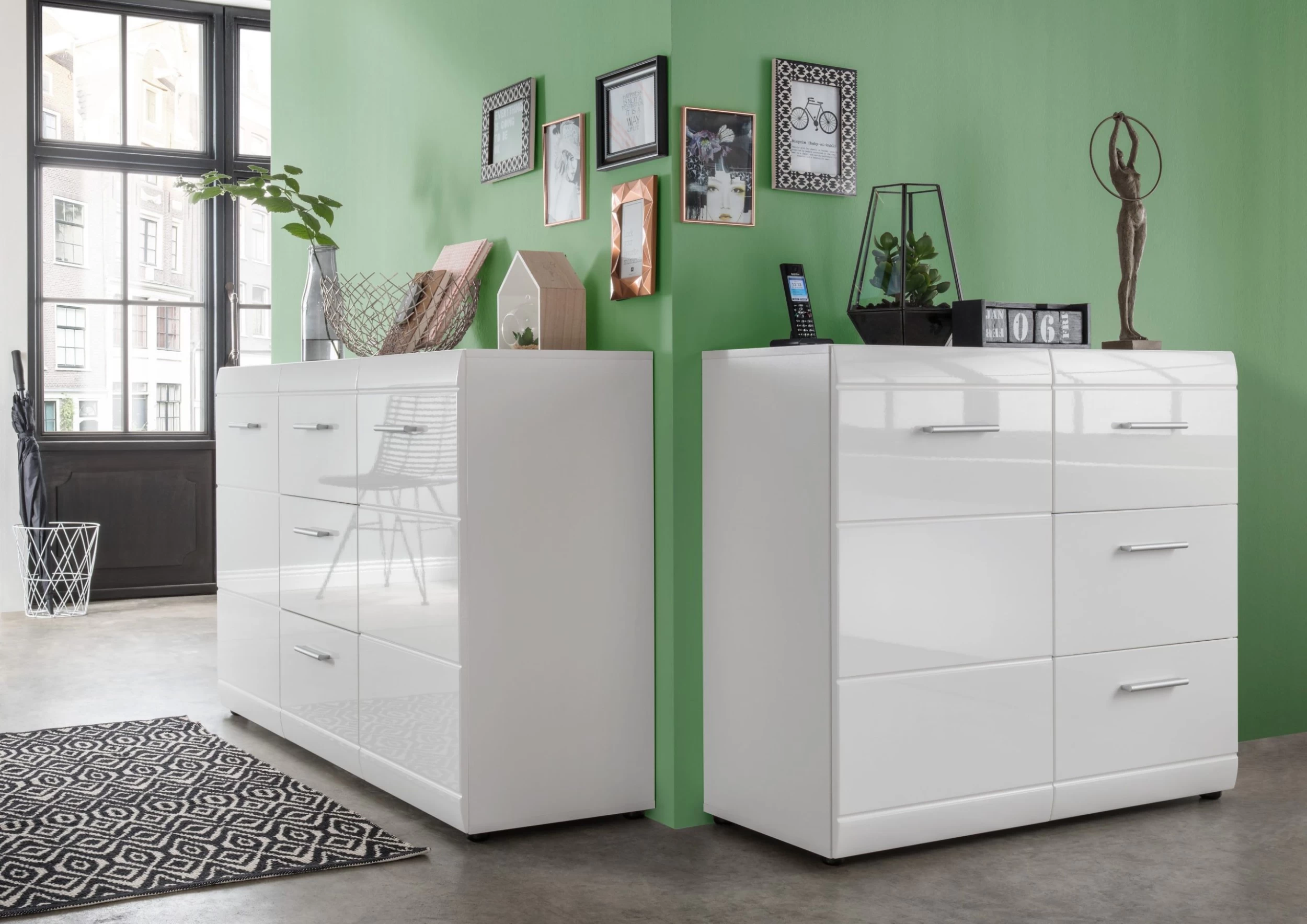 Commode Allan 96cm Met 3 Lades & 1 Deur - Wit 4 Commode Allan 96cm Met 3 Lades & 1 Deur - Wit - Afbeelding 2