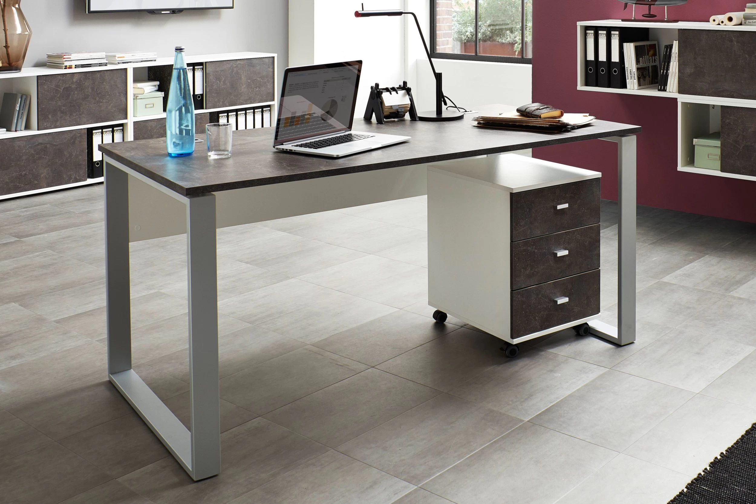 Bureau Aldo 158cm - Grijs/basalt 9 Bureau Aldo 158cm - Grijs/basalt - Afbeelding 7