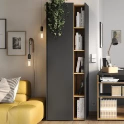 Dossierkast Ings 62 X 188cm - Grafiet/eik