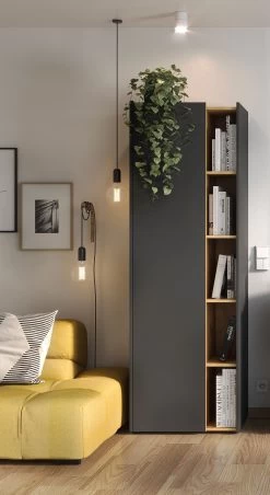 Dossierkast Ings 62 X 188cm - Grafiet/eik -Collectie Slaapkamermeubels GW Austin 549 pe dek c 1c2c