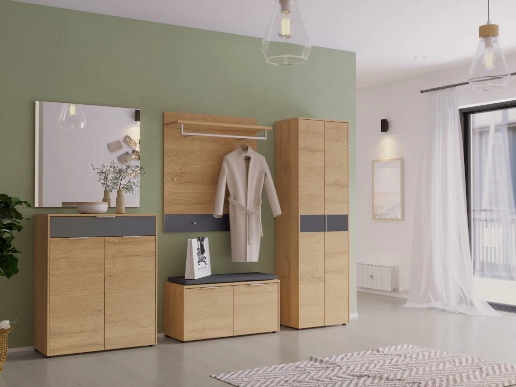 Garderobekast Beck 2 Deuren 60 Cm - Eik/grafiet 5 Garderobekast Beck 2 Deuren 60 Cm - Eik/grafiet - Afbeelding 3