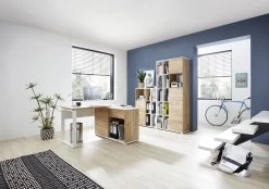 Hoekbureau Lloris 117x120cm - Wit/eik -Collectie Slaapkamermeubels GW Lioni pe dek c1 58b6