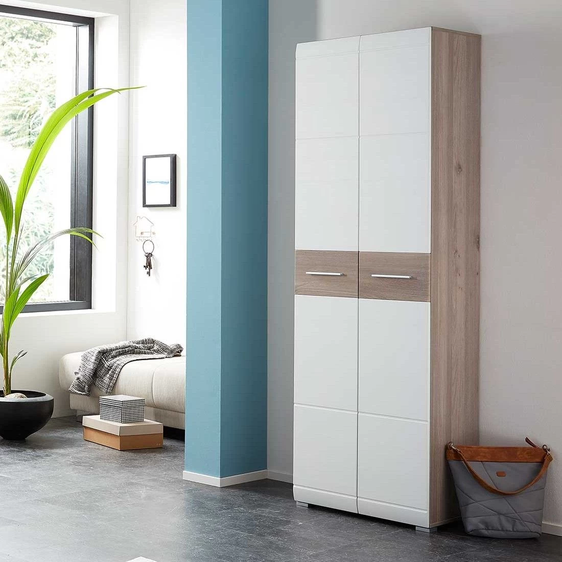 Garderobekast Molde 59 Cm Met 2 Deuren - Wit/eik 3 Garderobekast Molde 59 Cm Met 2 Deuren - Wit/eik