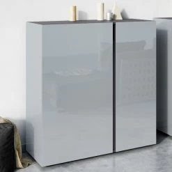 Commode Mussa 2 Deuren 94 Cm - Grafiet/zilvergrijs