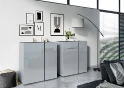 Commode Mussa 2 Deuren 94 Cm - Grafiet/zilvergrijs -Collectie Slaapkamermeubels GW Mesa 587 pe dek d 10f5