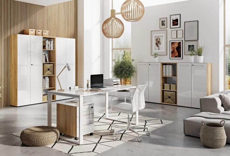 Boekenkast Mouna 50cm - Eik/wit 4 Boekenkast Mouna 50cm - Eik/wit - Afbeelding 2