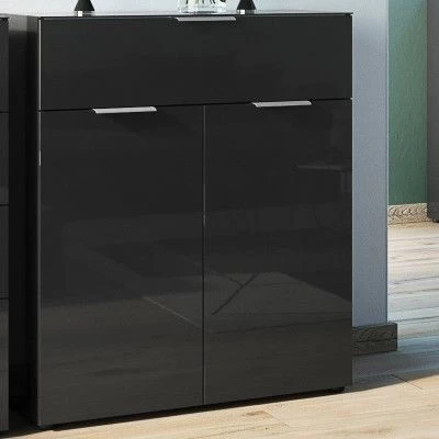 Commode Dudek 83cm Met 2 Deuren & 1 Lade - Zwart 3 Commode Dudek 83cm Met 2 Deuren & 1 Lade - Zwart