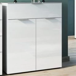 Commode Dudek 83cm Met 2 Deuren & 1 Lade - Wit