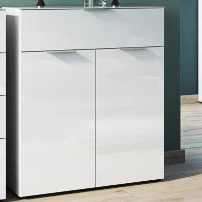 Commode Dudek 83cm Met 2 Deuren & 1 Lade - Wit 3 Commode Dudek 83cm Met 2 Deuren & 1 Lade - Wit