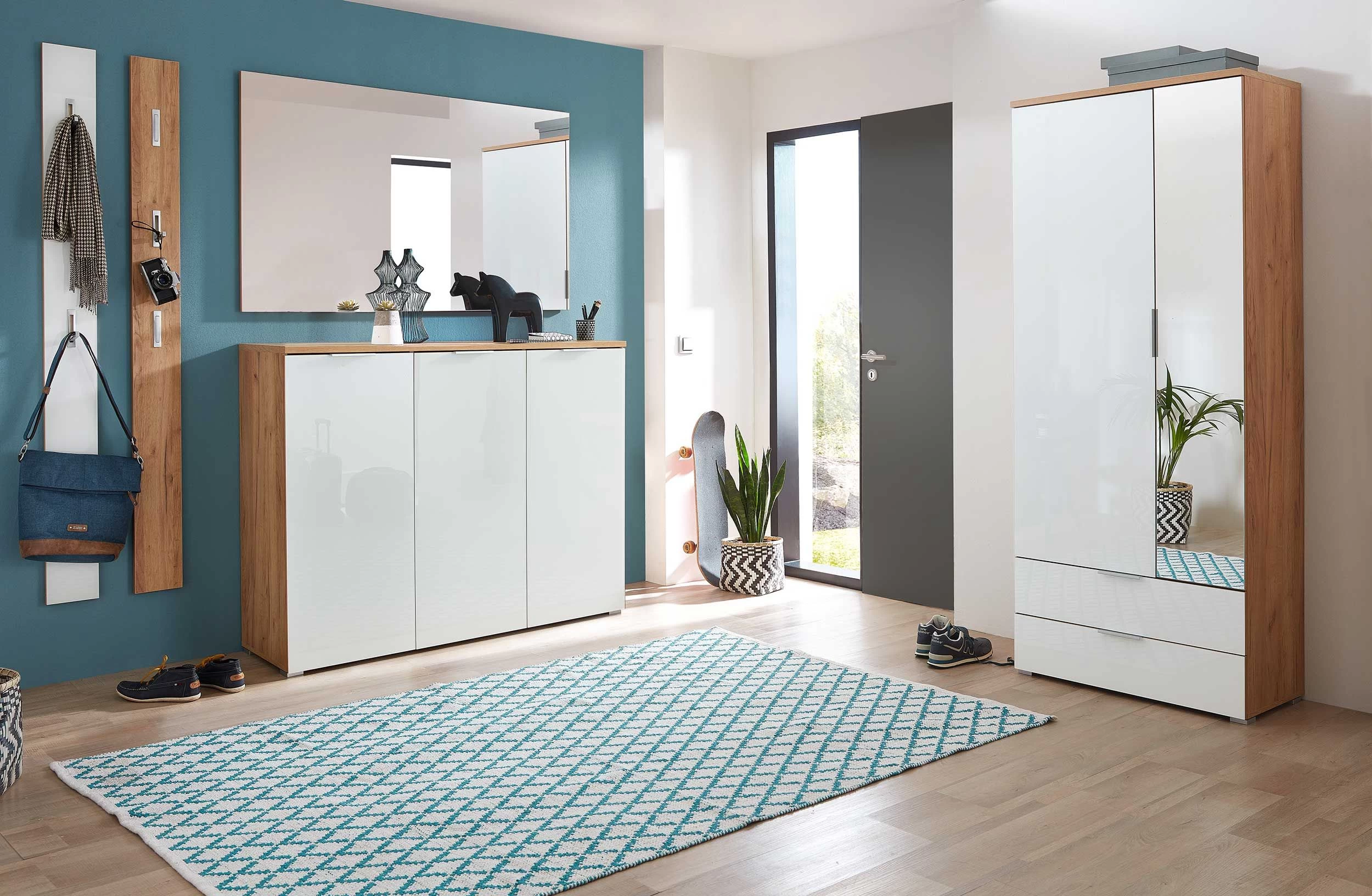 Garderobekast Tille 84cm Met 2 Deuren & 2 Lades - Wit/eik 5 Garderobekast Tille 84cm Met 2 Deuren & 2 Lades - Wit/eik - Afbeelding 3