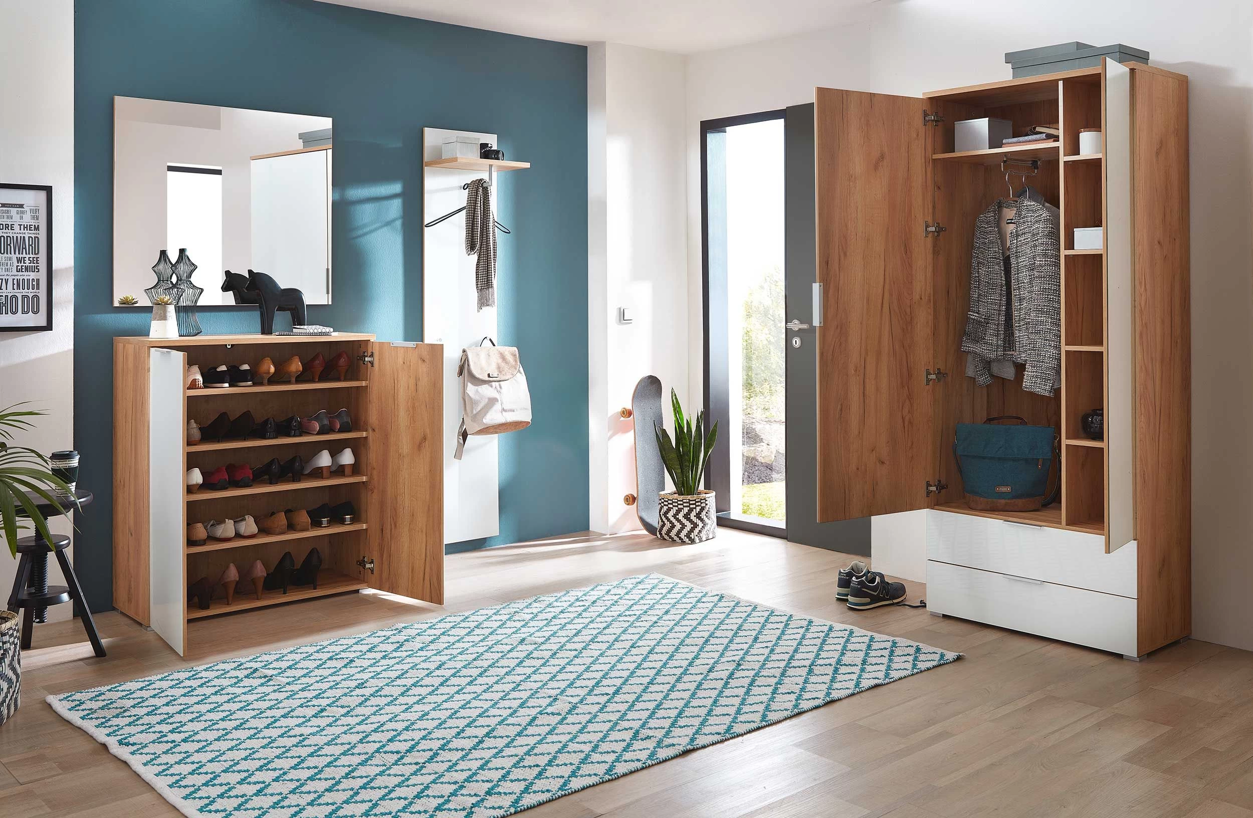 Garderobekast Tille 84cm Met 2 Deuren & 2 Lades - Wit/eik 4 Garderobekast Tille 84cm Met 2 Deuren & 2 Lades - Wit/eik - Afbeelding 2