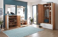 Kapstokpaneel Tille H144 X B89cm - Wit/eik -Collectie Slaapkamermeubels GW Telde pe dek open c a112