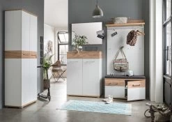 Kapstokpaneel Stoffel H146 X B96cm - Wit/eik -Collectie Slaapkamermeubels GW Topix pe dek b 8bdb