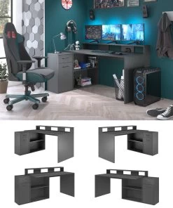 Gamingbureau Gamer | 160 X 115 X 92 Cm | Antraciet 18 Gamingbureau Gamer | 160 X 115 X 92 Cm | Antraciet -Collectie Slaapkamermeubels Gamer B 2039 007 21 Flyer 1 4479