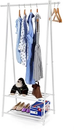 Songmics 2-etages Kapstok, Metalen Frame, Ruimtebesparend, Wit 13 Songmics 2-etages Kapstok, Metalen Frame, Ruimtebesparend, Wit -Collectie Slaapkamermeubels HSR05W 1 ac3e