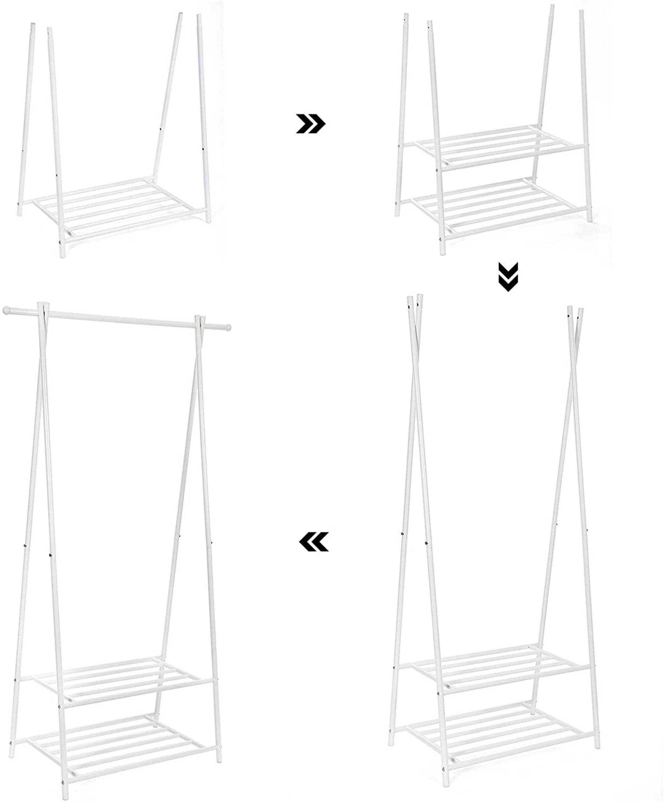 Songmics 2-etages Kapstok, Metalen Frame, Ruimtebesparend, Wit 5 Songmics 2-etages Kapstok, Metalen Frame, Ruimtebesparend, Wit - Afbeelding 3