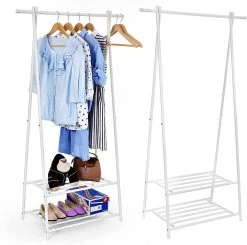 Songmics 2-etages Kapstok, Metalen Frame, Ruimtebesparend, Wit 14 Songmics 2-etages Kapstok, Metalen Frame, Ruimtebesparend, Wit -Collectie Slaapkamermeubels HSR05W 5 c192