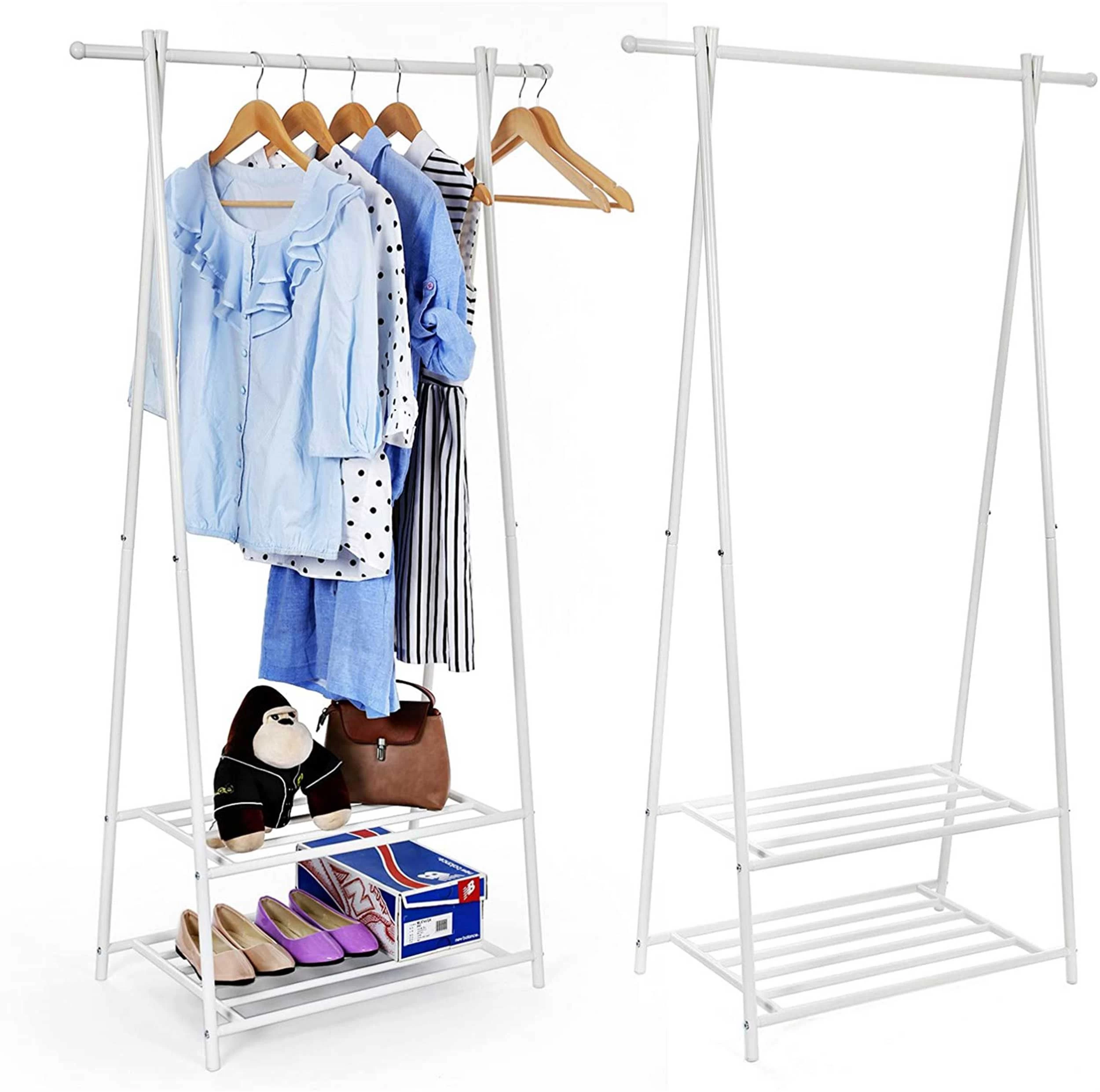 Songmics 2-etages Kapstok, Metalen Frame, Ruimtebesparend, Wit 8 Songmics 2-etages Kapstok, Metalen Frame, Ruimtebesparend, Wit - Afbeelding 6