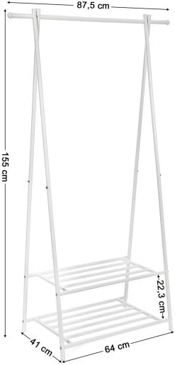 Songmics 2-etages Kapstok, Metalen Frame, Ruimtebesparend, Wit 12 Songmics 2-etages Kapstok, Metalen Frame, Ruimtebesparend, Wit -Collectie Slaapkamermeubels HSR05W 7 4caf
