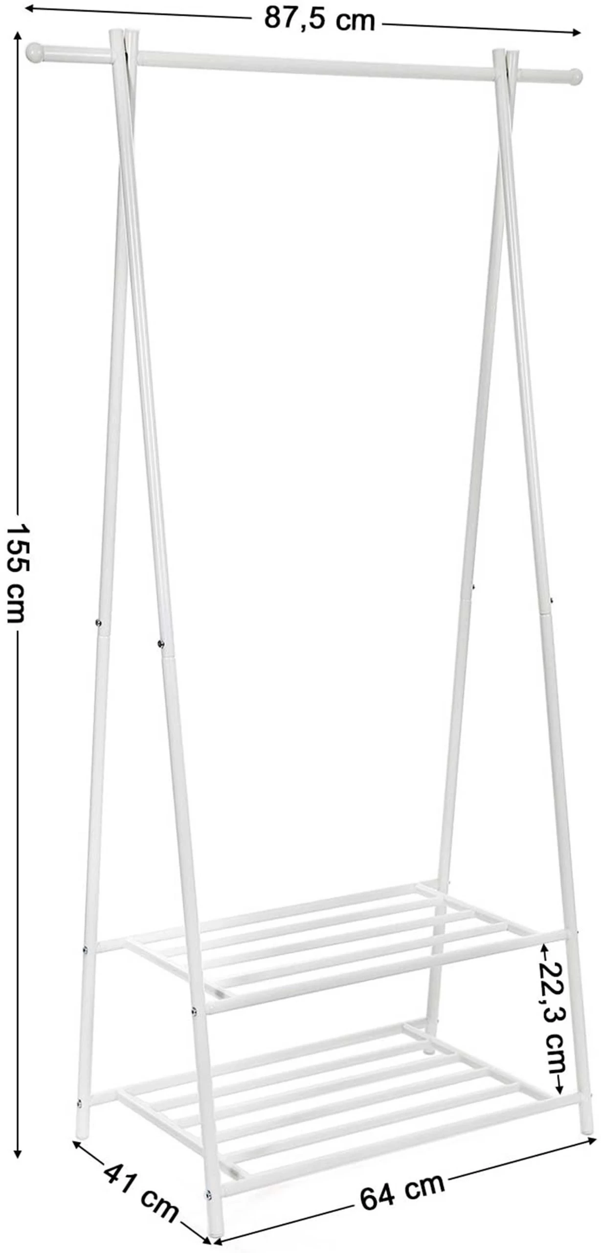 Songmics 2-etages Kapstok, Metalen Frame, Ruimtebesparend, Wit 6 Songmics 2-etages Kapstok, Metalen Frame, Ruimtebesparend, Wit - Afbeelding 4