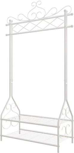 Songmics Vintage Crèmekleurige Kledingstandaard En Rek Met Planken -Collectie Slaapkamermeubels HSR07W 1 f84f