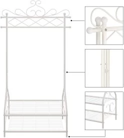 Songmics Vintage Crèmekleurige Kledingstandaard En Rek Met Planken -Collectie Slaapkamermeubels HSR07W 3 eea6