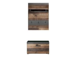 Garderobecombinatie Indy | Paneel En Bank | Old Wood-design -Collectie Slaapkamermeubels Indy GD 1879 920 23 frontal Freisteller 20180725 094d