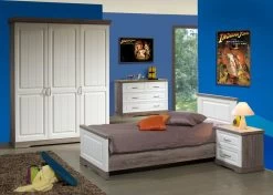 Commode Isaura 114cm, 3 Lades - Wit/grijs -Collectie Slaapkamermeubels Ivette II c840