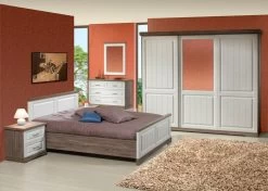 Commode Isaura 114cm, 3 Lades - Wit/grijs -Collectie Slaapkamermeubels Ivette IV 5b5f