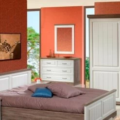 Commode Isaura 114cm, 3 Lades - Wit/grijs -Collectie Slaapkamermeubels Ivette IV 7e5f