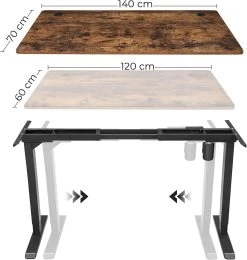 Songmics Verstelbare Bureau 155x55cm - Bruin/zwart 17 Songmics Verstelbare Bureau 155x55cm - Bruin/zwart -Collectie Slaapkamermeubels LSD010B01V1 3 a925