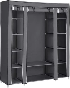 Songmics Draagbare Garderobe, Opvouwbare Kast, Grote Capaciteit Kleding Opberger, Grijs -Collectie Slaapkamermeubels LSF03G 1 c5d8