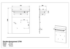 Kapstok Frodo - Eik -Collectie Slaapkamermeubels MA 2794 BEM c63a