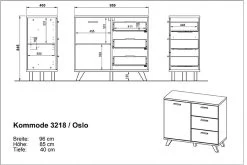 Commode Ousmane 96cm Met 1 Deur & 3 Lades - Wit/eik -Collectie Slaapkamermeubels MA 3218 BEM 5335